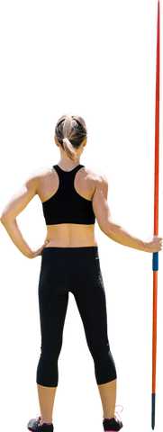 Transparent athlete holding javelin ready for action