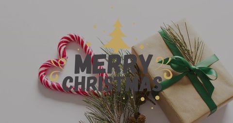 Christmas Greeting Card with Festive Gift and Decorations - Download Free Stock Images Pikwizard.com