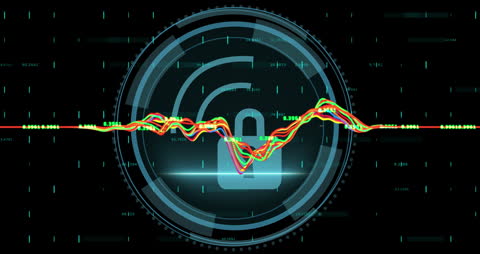 Cybersecurity Data Protection with Padlock and Graph Animation