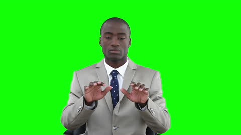 Professional Businessman Using Virtual Keyboard Green Screen