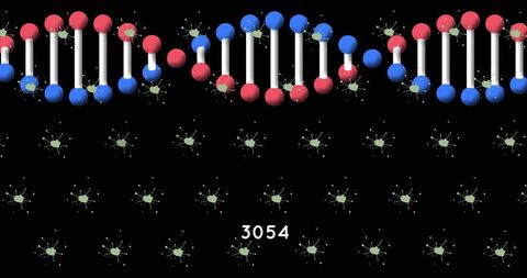 Rotating DNA Strand with Confetti on Black Background - Download Free Stock Images Pikwizard.com