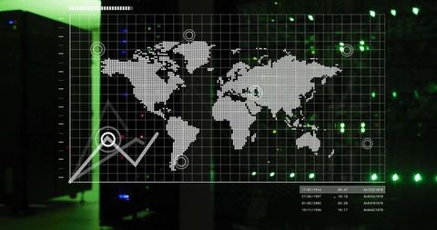 World Map with Data Links in High-Tech Data Center - Download Free Stock Images Pikwizard.com