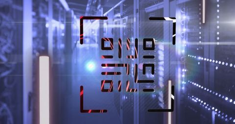Glowing QR Code with Neon Elements in High-Tech Server Room - Download Free Stock Images Pikwizard.com