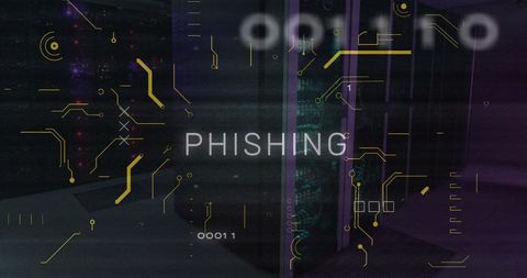 Phishing Alert in Cybersecurity Server Room with Circuit Overlay - Download Free Stock Images Pikwizard.com