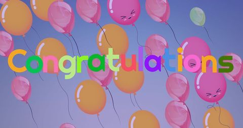Colorful Balloons with Congratulations Message - Download Free Stock Images Pikwizard.com