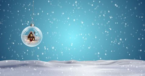 Floating Christmas Ornament in Snowy Winter Wonderland
