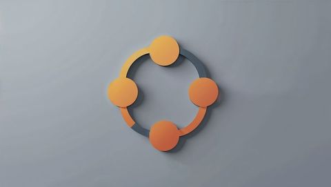 Rotating abstract loop graphic with vibrant orange nodes