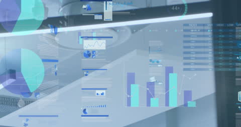 Abstract Financial Data Animation Over Modern Office