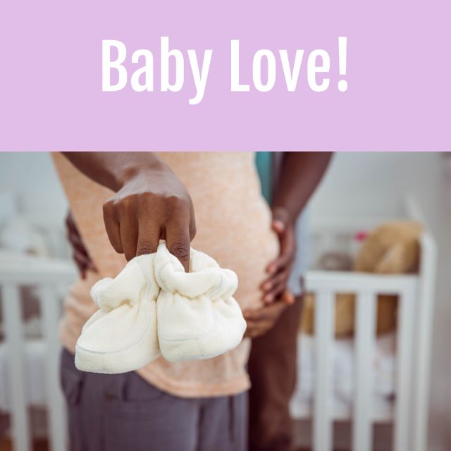 African American Pregnant Woman Holding Baby Booties in Nursery - Download Free Stock Templates Pikwizard.com