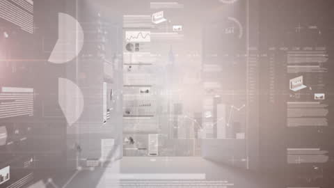 Digital Composite of Financial Charts with Bright Light Center