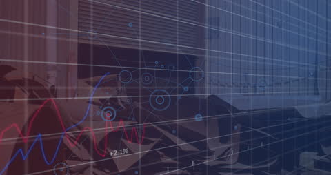 Financial Data Overlay on Industrial Junkyard Setting