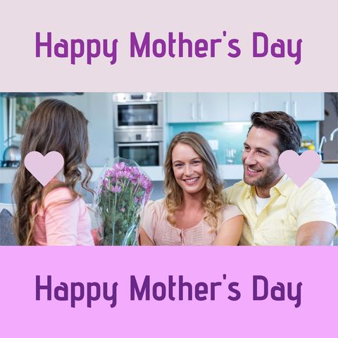Happy Mother Receiving Flowers From Daughter at Home - Download Free Stock Templates Pikwizard.com