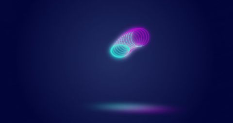 Abstract Neon Circles in Futuristic Digital Space
