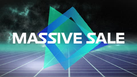 Dynamic Massive Sale Animated Banner with Neon Grid Background