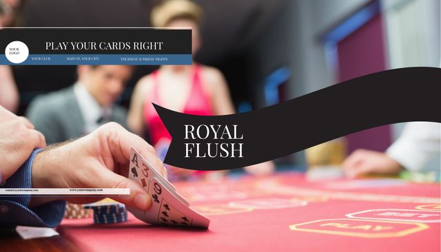 Casino Event Poker Night Invitation Template with Royal Flush Theme - Download Free Stock Templates Pikwizard.com