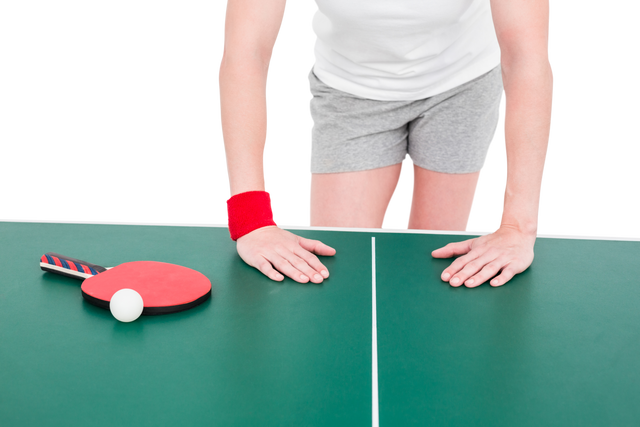 Female Athlete Playing Table Tennis with Red Racket and Wristband - Transparent Background - Download Free Stock Videos Pikwizard.com