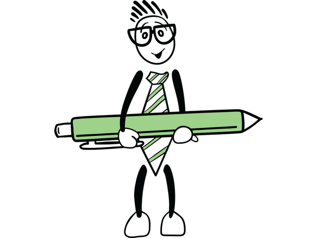 Happy Cartoon Man Holding Green Pencil on Transparent Background - Download Free Stock Videos Pikwizard.com