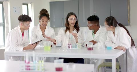 Diverse students engaging in collaborative science experiment