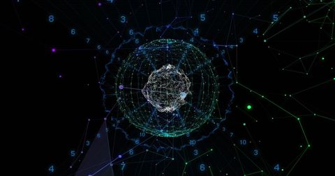 Futuristic Digital Globe with Data Network on Black Background - Download Free Stock Images Pikwizard.com
