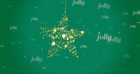 Festive gold star ornament with repeated jolly text