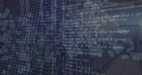 Digital Interface Overlay on Data Processing Server Room