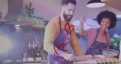 Couple Enjoying Cooking Together in Cozy Kitchen with Romantic Atmosphere - Download Free Stock Images Pikwizard.com