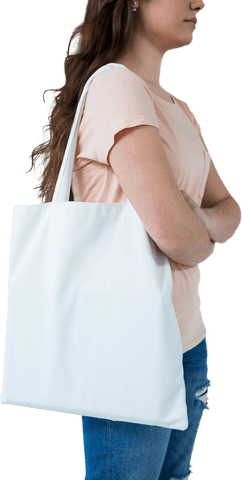 Young Woman with Tote Bag on Transparent Background - Download Free Stock Videos Pikwizard.com