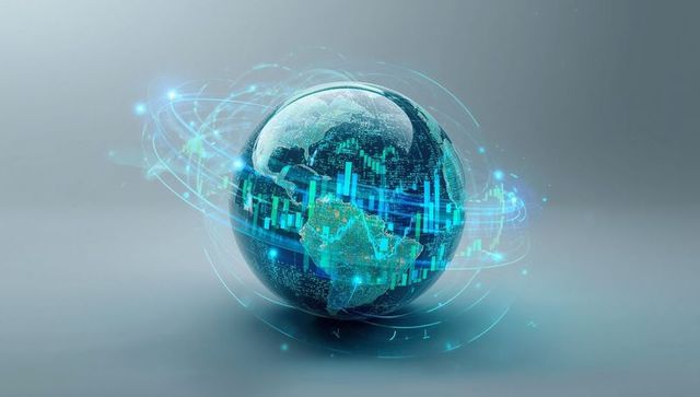 Futuristic 3d earth globe with digital data overlay