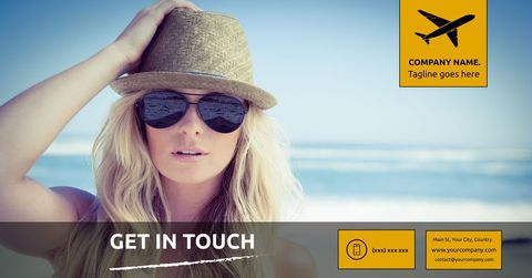 woman enjoying summer vacation by sea wearing sunglasses and hat - Download Free Stock Templates Pikwizard.com