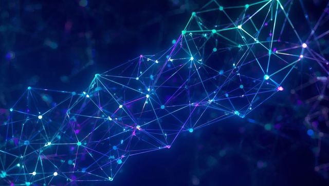 Futuristic Digital Network with Glowing Nodes in 3D Space