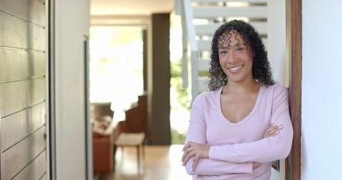 Woman Relaxing at Home in Cozy Living Room Scene