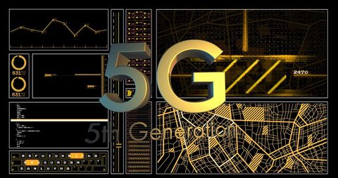 futuristic 5g network data interface on black background - Download Free Stock Images Pikwizard.com
