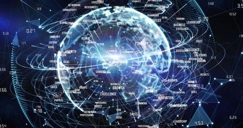 Digital Interface with Global Data Network Sphere - Download Free Stock Images Pikwizard.com