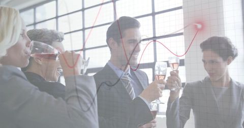 Diverse Business Team Celebrating Financial Success with Champagne Toast