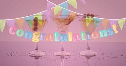 Celebratory Congratulations Banner with Vibrant Cocktails
