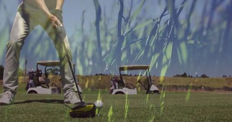 Senior Man Playing Golf with Grass Overlay - Download Free Stock Images Pikwizard.com