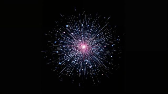 Futuristic Radiating Light Burst with Geometric Particles