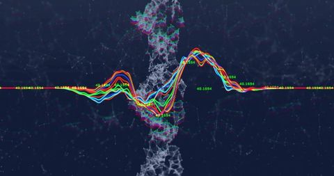 Abstract Data Visualization with Colorful Waveforms and Digital Network