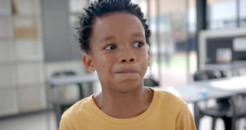 Thoughtful Child with Expressions of Uncertainty and Curiosity