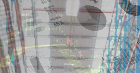 Data Overlay on Empty Warehouse Interior Concept Artwork - Download Free Stock Images Pikwizard.com
