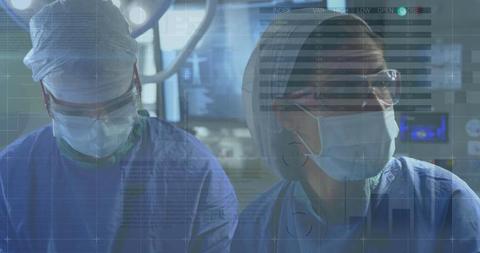 Diverse Surgeons in Operation Room with Digital Interface Overlay - Download Free Stock Images Pikwizard.com