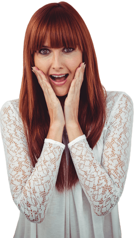 transparent surprised woman with long red hair and lace top - Download Free Stock Videos Pikwizard.com