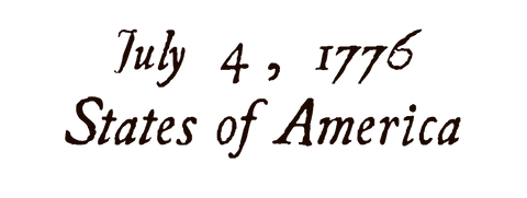 July 4, 1776 States Document Text on Transparent Background