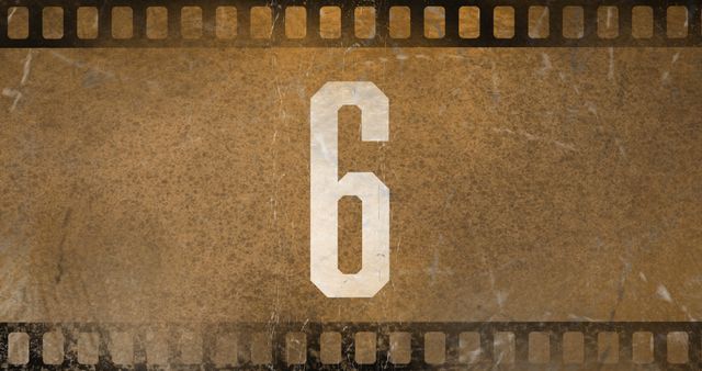 Retro Filmstrip With Number Six Featuring Distressed Texture - Download Free Stock Images Pikwizard.com