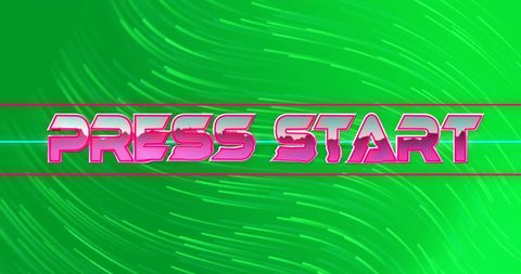 Futuristic Press Start Text With Green Background