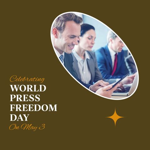 Celebrating World Press Freedom Day with Diverse Business Team - Download Free Stock Templates Pikwizard.com