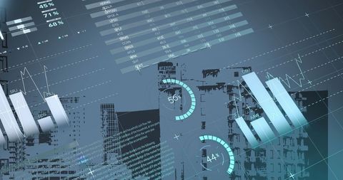 Futuristic Data Overlay on Cityscape for Global Digital Business - Download Free Stock Images Pikwizard.com