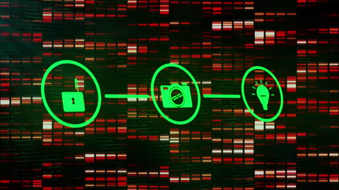 Futuristic Media Interface with Green Digital Icons