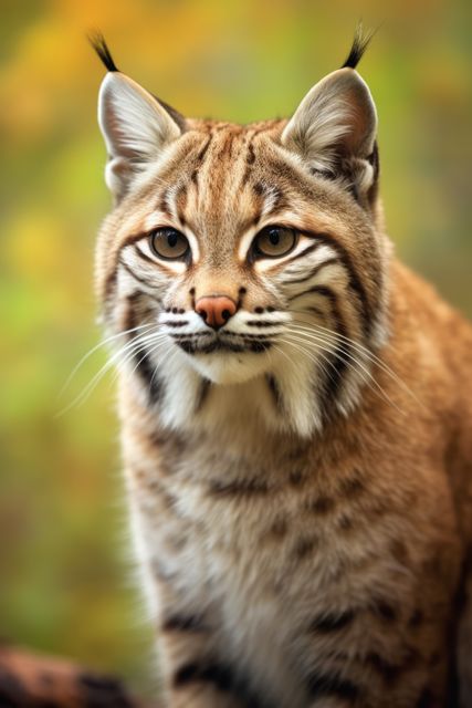 Close-up view of a bobcat's face in its natural habitat. Useful for wildlife documentaries, educational materials, and nature-themed designs. Ideal for animal conservation campaigns and wildlife photography collections.