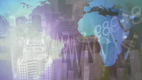 Global Financial Data Overlay on Urban Landscape